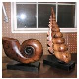 Sea Shell Wood Art Set of 2 12" Tall