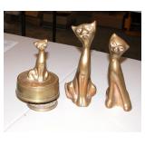 Mid Century Brass Cats & Music Box