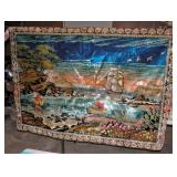 Vintage Wall Tapestry Fishing Made in Italy