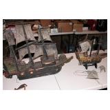 Vintage Wood Ships Large one 31" L