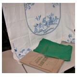 Christmas Blue Willow Table Cloth Some stains 5X4