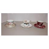 Vintage Bone China Cups & Saucers Lot of 3