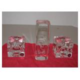 I W Rice Candle Holders Crystal Block Dolphins