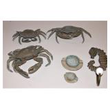 Weathered Brass Crabs & Seahorse Hook