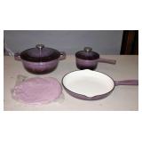 New Enamelware Cast  Pot & Pan Set of 3 Purple