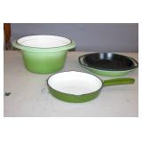 New Enamelware Iron Pot & Pans Set of 3
