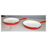 New Enamelware Iron Fry Pans 11" Round set 2