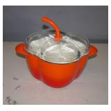 New Enamelware Dutch Oven Pumpkin Glass Lid
