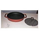 New Cast Iron 12" Grill & Grill Press