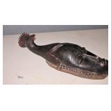 African Wood Carved Chicken Mask 16" Long