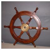Wood & Brass Ship Wheel 24" Round