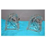 Glass Horsehead Bookends