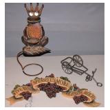 Grape Wine Plaque & Wine Bottle Holders