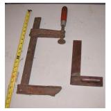 Antique Large C Clamp & Square