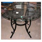 Glass Top Metal Base Dining Table 40" Round 29.5"
