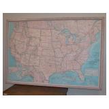 Vintage School House USA Framed Map 68" X 47"