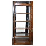 Wood Book Shelf Glass Shelves 29" X 15" X 72"