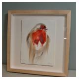Water Color Bird Shadow Box Frame Signed 14"X14"