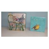 Oil on Board Birds Artiest Signed set of 2