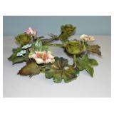 Vintage Metal Enamelware Flower Candle Centerpiece