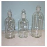 Vintage Apothecary Lab Bottles set 3 Glass Tops