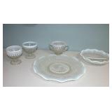 Opalescent Hobnail Moonstone Dishes Lot