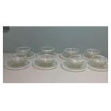 Opalescent Hobnail Moonstone Cups & Saucers 8