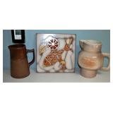 Vintage Pottery Pitchers & Wall Art Tile