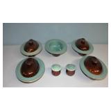 Red Wing Lidded Bowls & S & P Shakers