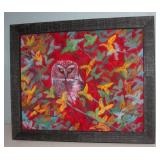 Pastel on Paper Owl by DRS Signed 12" X 15" Framed