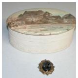 Antique Jewelry Box & Black Cameo Pin
