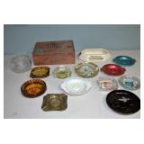 Vintage Advertising Ash Trays Cigar Box Lot