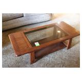 Oak Glass Top Coffee Table