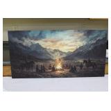 Sunset Cowboys Print on Canvas 20" x 40"