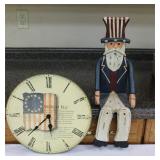 Patriotic Wall Clock & Plant Stand