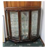 VINTAGE CURIO CABINET CURVED GLASS WITH KEY