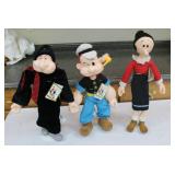 Popeye Plush Dolls Lot of 3 1980