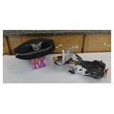 Leather Harley Davidson Hat & Motorcycle