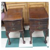 Mahogany Claw Foot Nightstands Set of 2