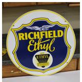 Enamel Metal Richfiels Ethyl Sign 24" Round