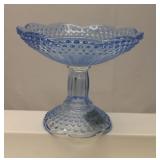 Gorham Crystal Blue Hobnail Pedestal Compote.
