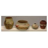 Nemadji Pottery hanging planter & Other Pots