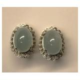 10K White Gold Aquamarine Diamond Earrings