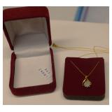 10K Gold Necklace Diamond Pendant