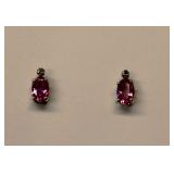 10K White Gold Pink Sapphire Topaz Earrings