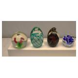 Blown Glass Paperweights set of 4