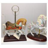 Porcelain carousel horse figurines Set of 2