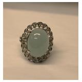 10K White Gold Aquamarine Diamond Ring