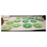 Green Depression Glass Dishes Lot
