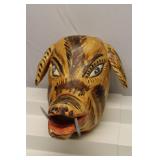 Wood Folk Art Pig Mask
